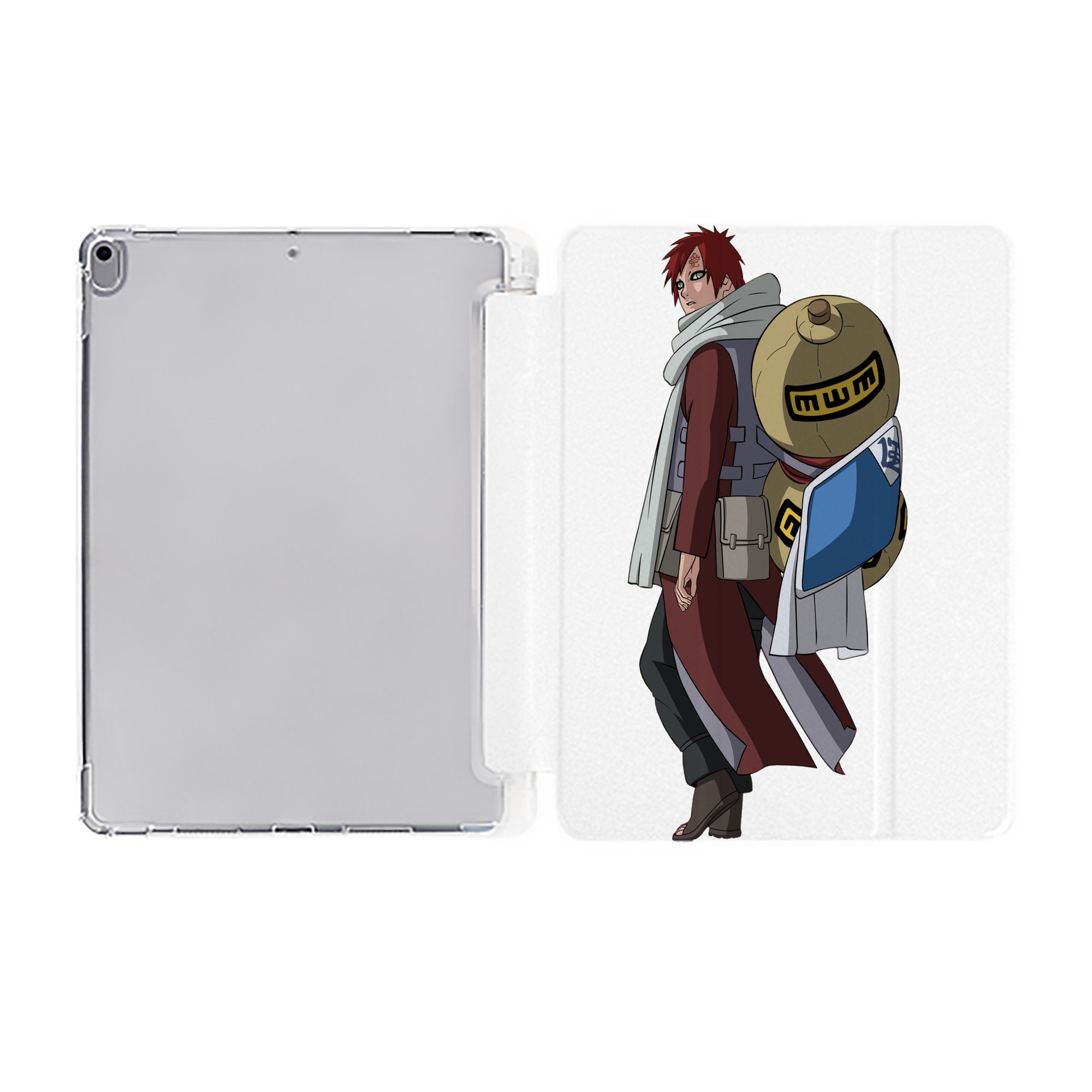 （画像用） NARUTO -ナルト- ガアラ Gaara IPad ケース ペン収納付き 三つ折りスタンド PUレザー×シリコン 対応機種9.5/10.5/10.9インチ